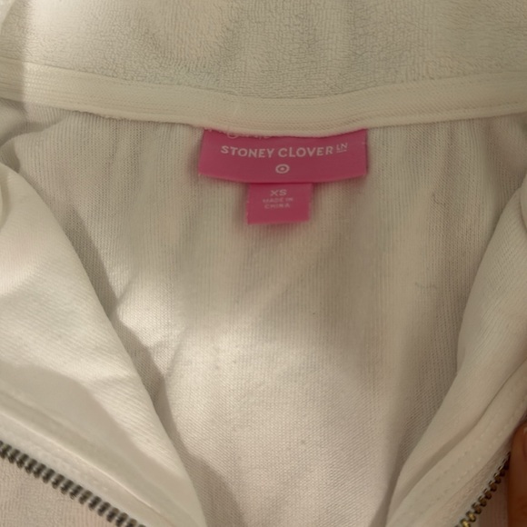 Stoney Clover Lane x Target Cropped Half Zip White terry Sweatshirt XS - Picture 4 of 5